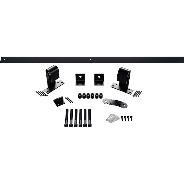Ekena Millwork Premium J-Top Mount Barn Door Hardware Set w/ 8' Track for 1 3/8" to 2 1/4" Doors, Dark Gray GB60010H8DG - main